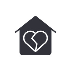 House With Broken Heart Inside Vector Home Problem Symbol