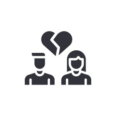 Couple Silhouette With Broken Heart Symbol Above Them