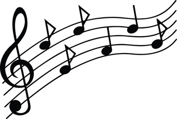 Elegant treble clef and musical notes flowing on staff lines