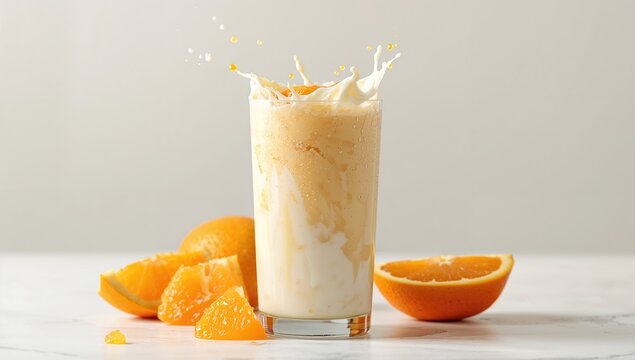 Orange yogurt smoothie splash, a fiber-dense choice, World Health Day - Powered by Adobe