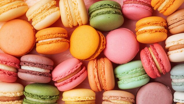 Varieties of macarons in vivid hues, colorful dessert selection, National Macaron Day