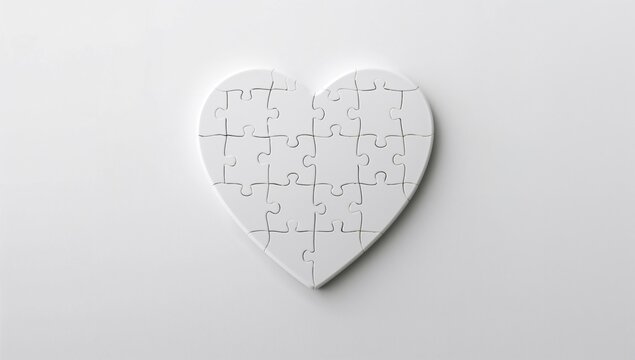 White heart-shaped jigsaw puzzle, suitable for team building exercises