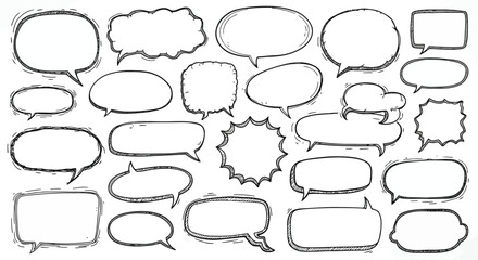 Collection of various handdrawn speech bubbles