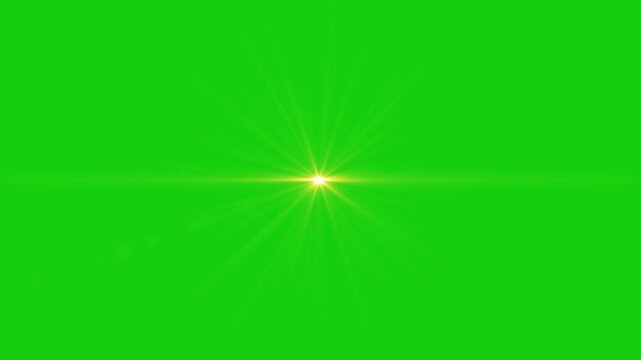 golden light lens flare green screen alpha channel. sun light flare golden green screen overlay effect video alpha channel. 4k Golden sunbeam shining brightly, new year and christmas, background