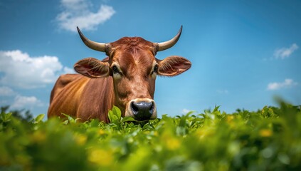 Indian Cow consuming tea leaves, natural grazing behavior, World Tea Day