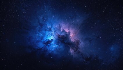 Obraz premium Beautiful blue space nebula captured in this photograph, showcasing cosmic beauty and vastness
