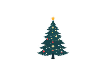 Obraz premium Decorated Christmas Tree Cartoon Vector Illustration