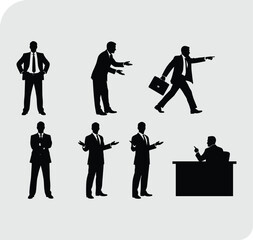Businessman silhouettes, corporate gestures, professional poses, office behavior, confident stance, leadership expression, communication style, business attire, executive actions, workplace dynamics