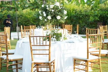 table and chairs in the garden