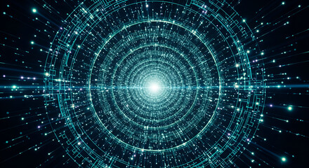 Obraz premium Data Tunnel. Abstract Technology Background. Futuristic Sci-Fi.
