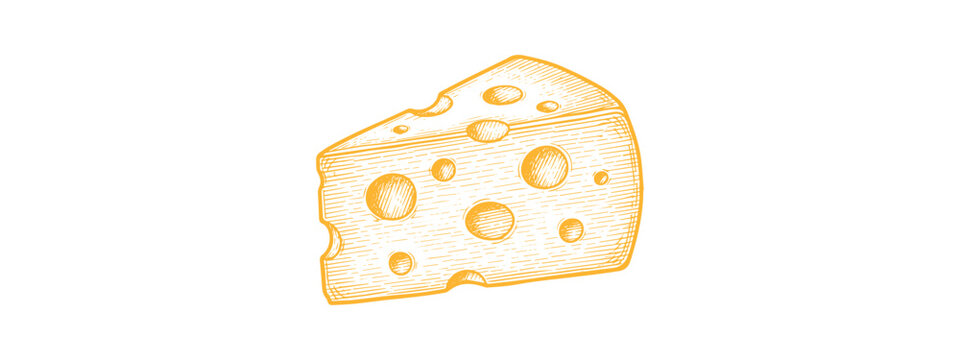 Emmental Cheese Vector Illustration &ndash; Swiss Dairy Clipart for Culinary, Packaging Gourmet Design Projects