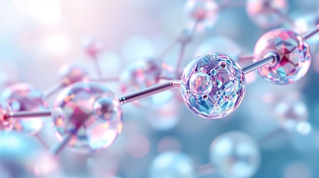 Molecular structure with crystal spheres and connecting rods