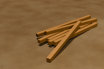 地面の上に置かれた木材