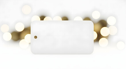 Elegant blank tag with soft glowing bokeh lights creates a festive and celebratory mood for any special occasion or announcement