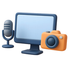3D Streaming and Recording Setup Icon