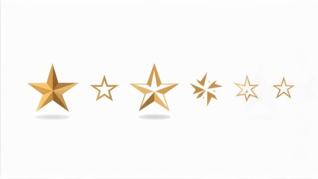 Gold star icons of varied designs line up against a clean white background