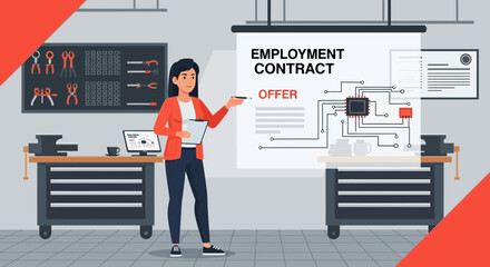 Offering Employment Contract with Modern Technology Presentation in Workshop