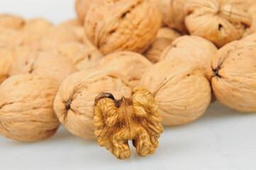 White background of the walnut