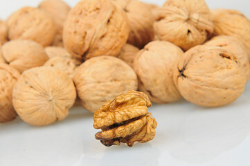 White background of the walnut