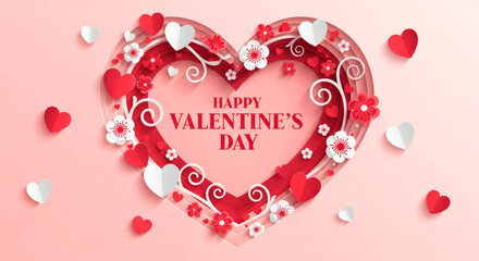 Romantic valentine's day card with floral heart design for love and affection