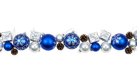 Blue and silver christmas ornaments garland