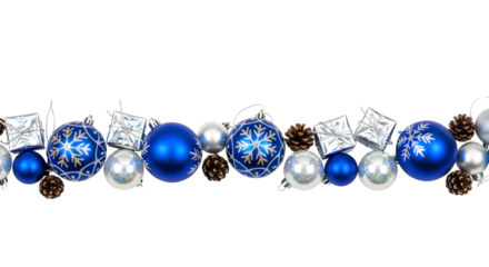 Blue and silver christmas ornaments garland