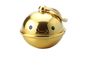 Golden Smiley Bell Ornament on Black Background