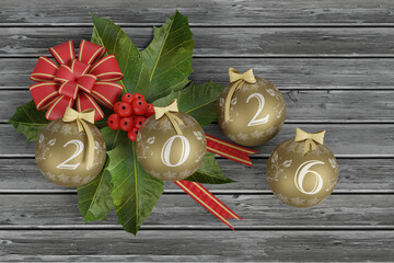 Illustrazione 3D. Anno nuovo 2026. Capodanno 2026 in numeri e con decorazione natalizia.