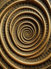 Intricate Golden Spiral Pattern: A Mesmerizing Geometric Abstract with Repeating Fibonacci Sequence