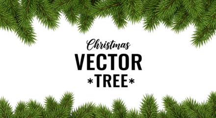 Christmas tree branches border with text vector