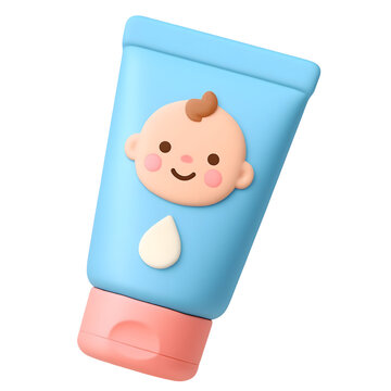 3D Baby Cream Tube Icon Isolated on White Background
