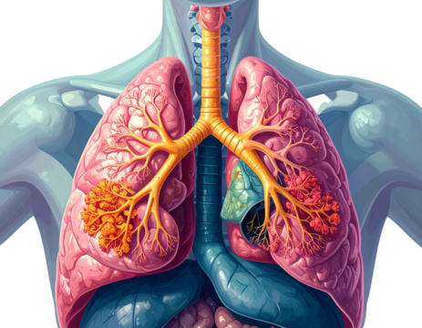 Full Human Respiratory System Anatomy Illustration, Transparent PNG