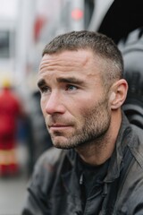 Fototapeta premium Focused expression captures determination and passion for monste