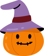 Cute witch halloween pumpkin illustration