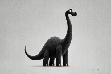 Obraz premium Playful black dinosaur stands with charming expression, showcasi