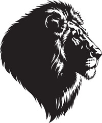 Lion Head Silhouette Vector – Majestic Wild Animal Illustration Symbolizing Strength and Power