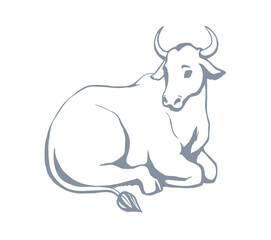 Vector drawing. Cute big cow