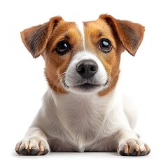 a cute Jack Russell Terrier puppy on a white background. Generative AI