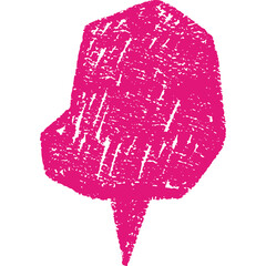 Pink Crayon Drawn Speech Bubble with Pin Shape and Transparent Background
