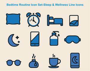 Bedtime Routine Icon Set-Slee...