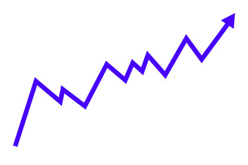 Navy blue line graph showing upward trend isolated on transparent background for improvement, success, growth and business templates