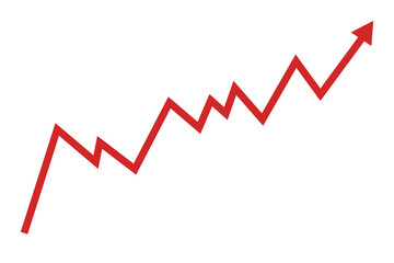 Dark red line graph showing upward trend isolated on transparent background for improvement, success, growth templates