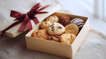 chocolate cookies in a box