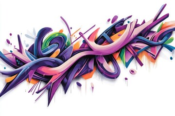 Vibrant pink abstract graffiti with 3d geometric shapes emphasizes urban art. Energetic composition and color evoke creativity and modern street culture. Neural network AI generated