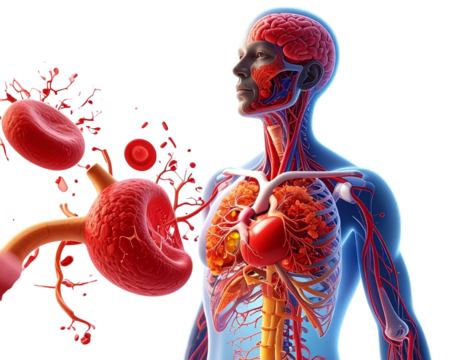 Human Circulatory System Anatomy Front View, Transparent PNG