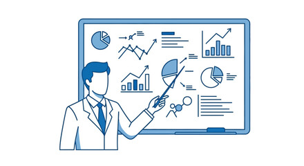 Strategic business presentation of analytical data visualization for development analysis