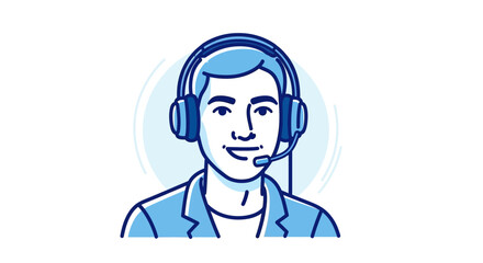 Illustrative depiction of a cheerful male customer service representative providing assistance