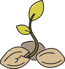 Plant bud in seed line icon