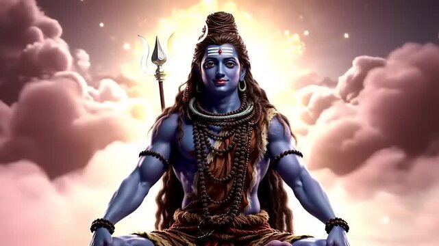 Hindu deity Shiva in meditative pose.