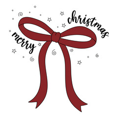 Merry Christmas Red Ribbon Bow